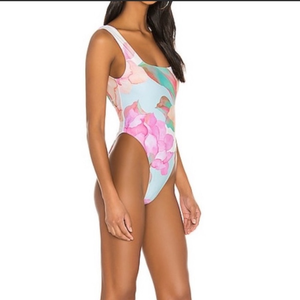 Mara Hoffman Idalia one piece swimsuit, size M, pink / green / multi colors